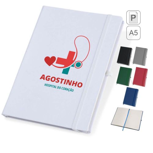 Caderneta A5 capa dura couro-sintetico personalizada para brindes 14728P
